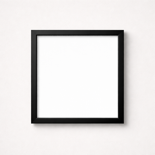 Black square frame on a white background