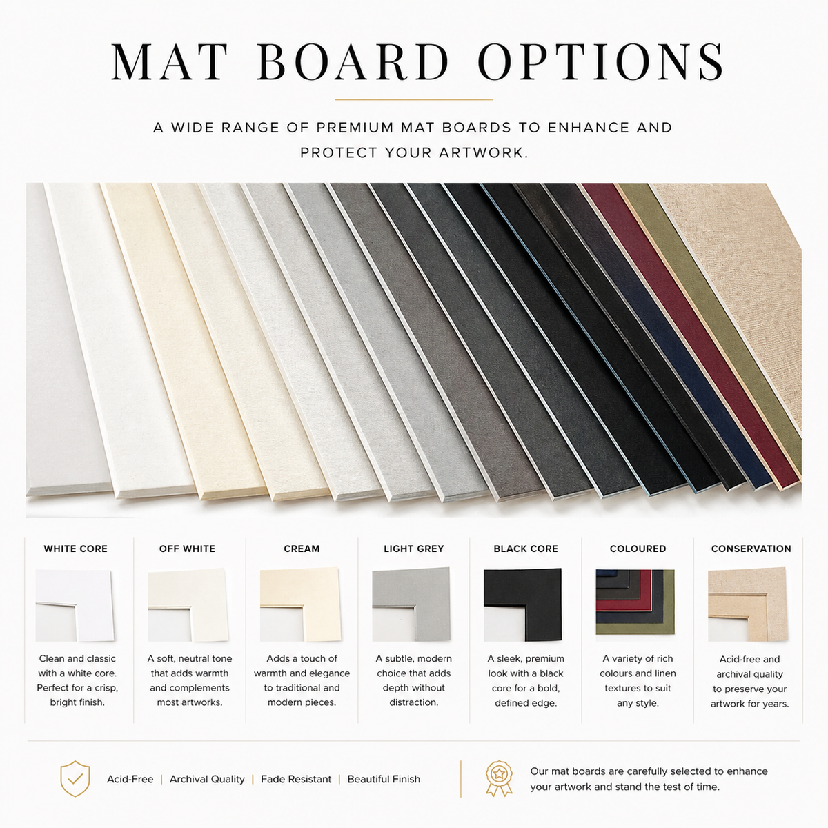 Various mat board options 
