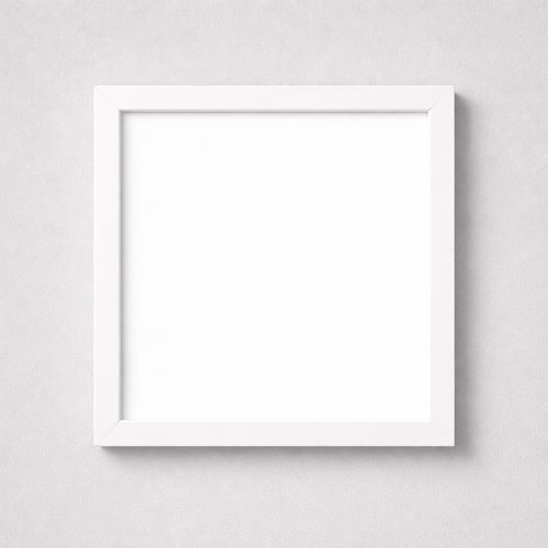 White frame on a light gray background
