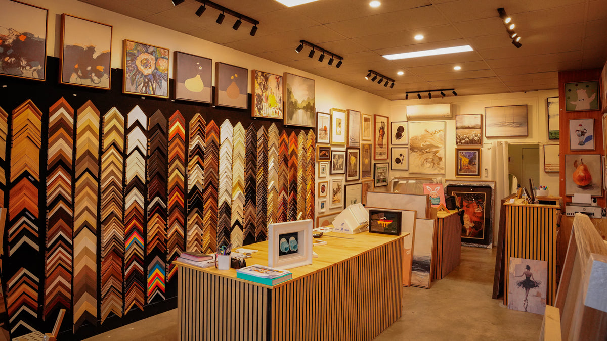 Frames Forever Shop photo with displayed mouldings