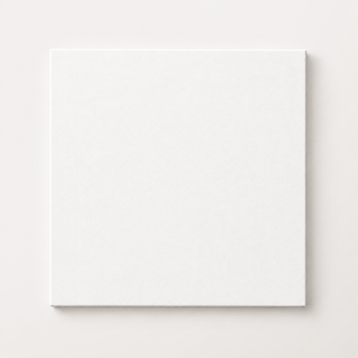 A blank white square canvas without frame